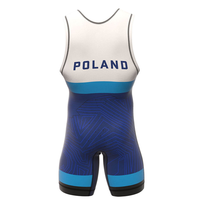 RFG Poland Eagle Wrestling Singlet – White & Blue