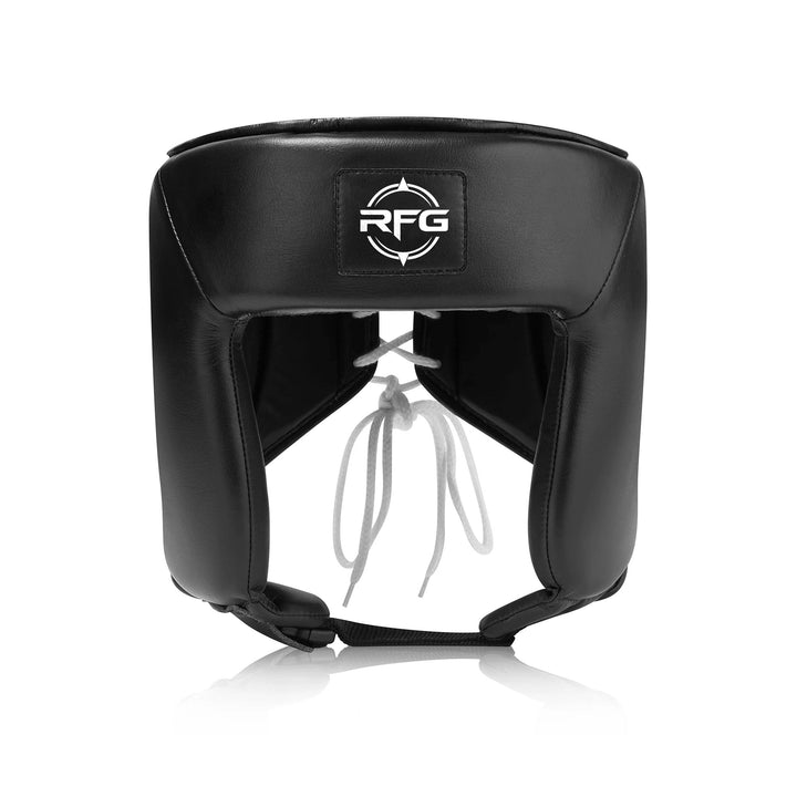 RFG Pro Full-Coverage Lace-Up Boxing Headguard – Black