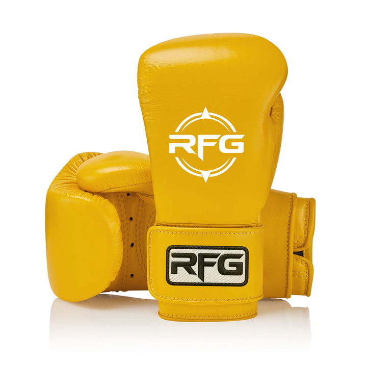 RFG Yellow Boxing Gloves - Front View Pair
