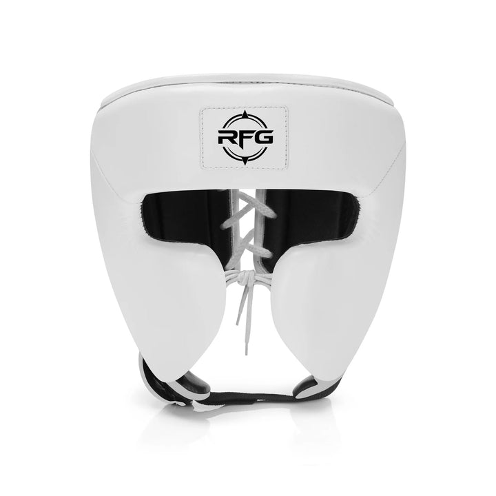 RFG Pro Full-Coverage Lace-Up Boxing Headguard – White
