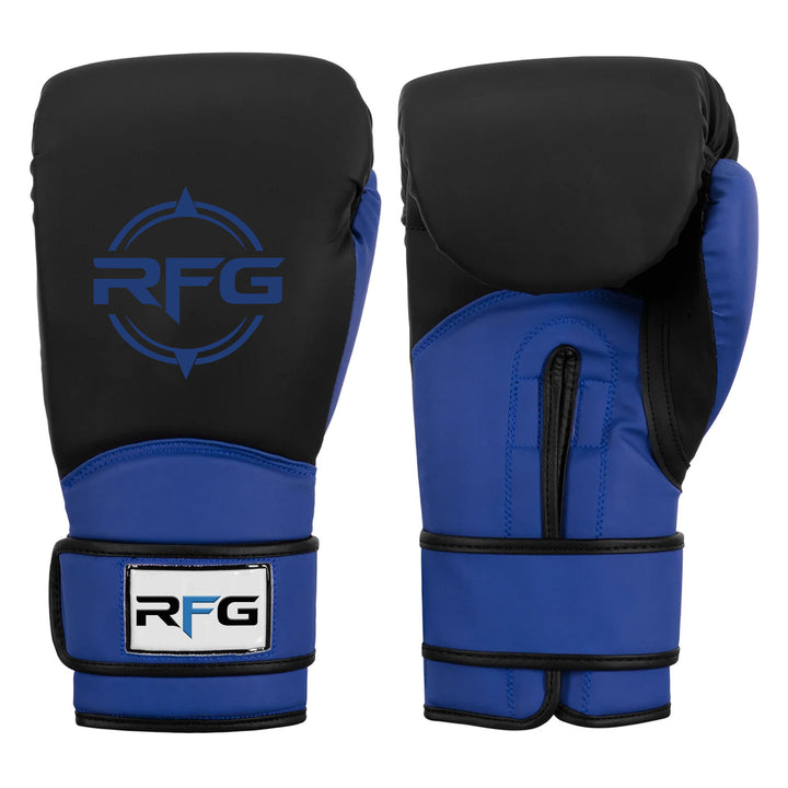 RFG Black & Cobalt Blue Velcro Boxing Gloves