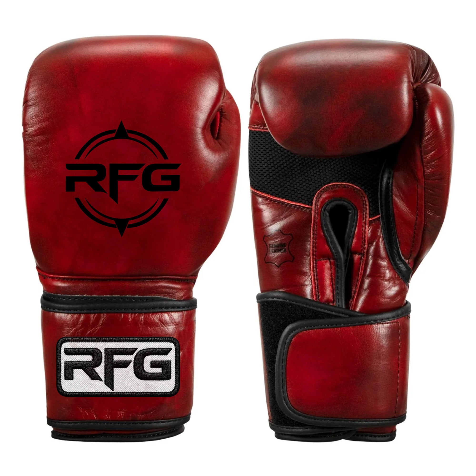 RFG Crimson Leather Velcro Boxing Gloves