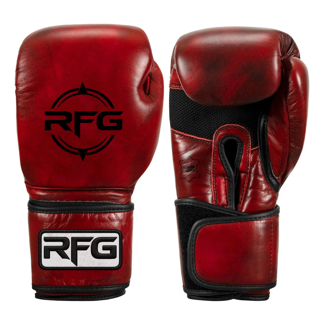 RFG Crimson Leather Velcro Boxing Gloves