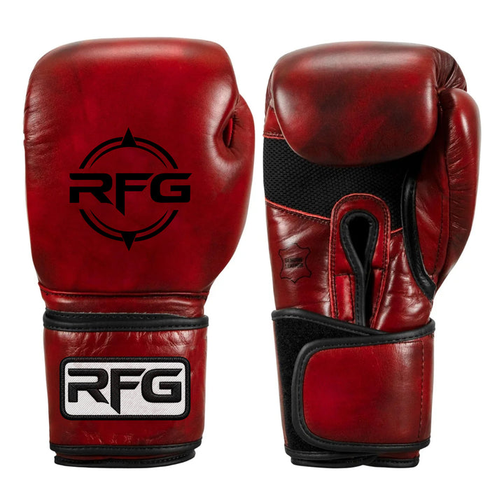 RFG Crimson Leather Velcro Boxing Gloves