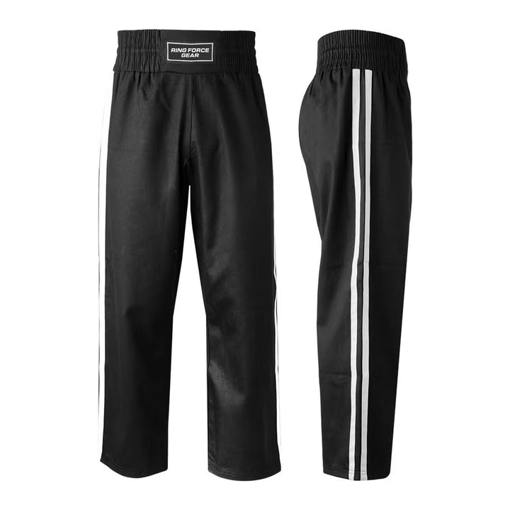 RFG Kickboxing Full-Length Pants – Black with White Stripes