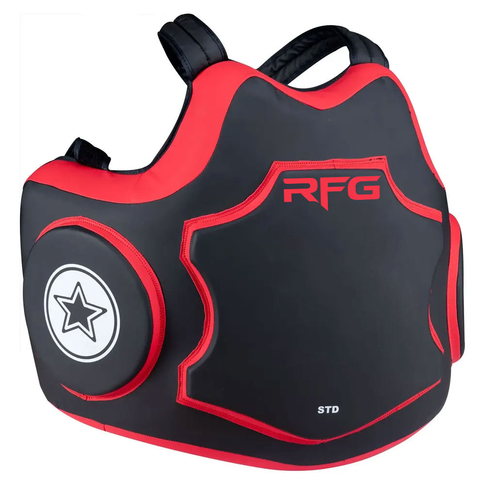 RFG Pro Body Protector – Boxing Chest Guard | Black & Red