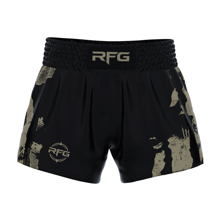 RFG Muay Thai Shorts – Black Olive Camo