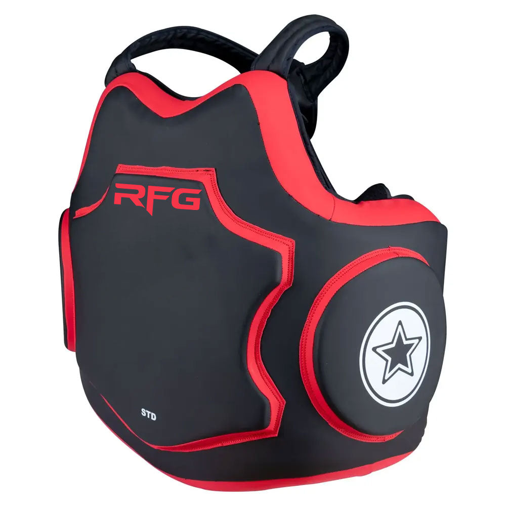 RFG Pro Body Protector – Boxing Chest Guard | Black & Red