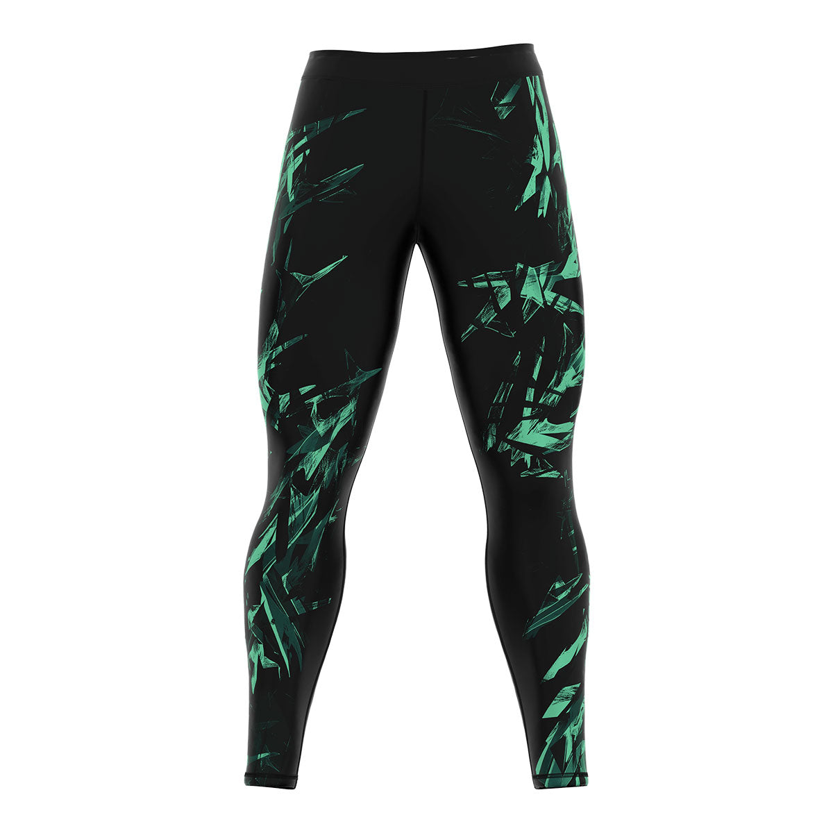 RFG Crystal Shards Spats – Full-Length Compression Tights | Black & Green