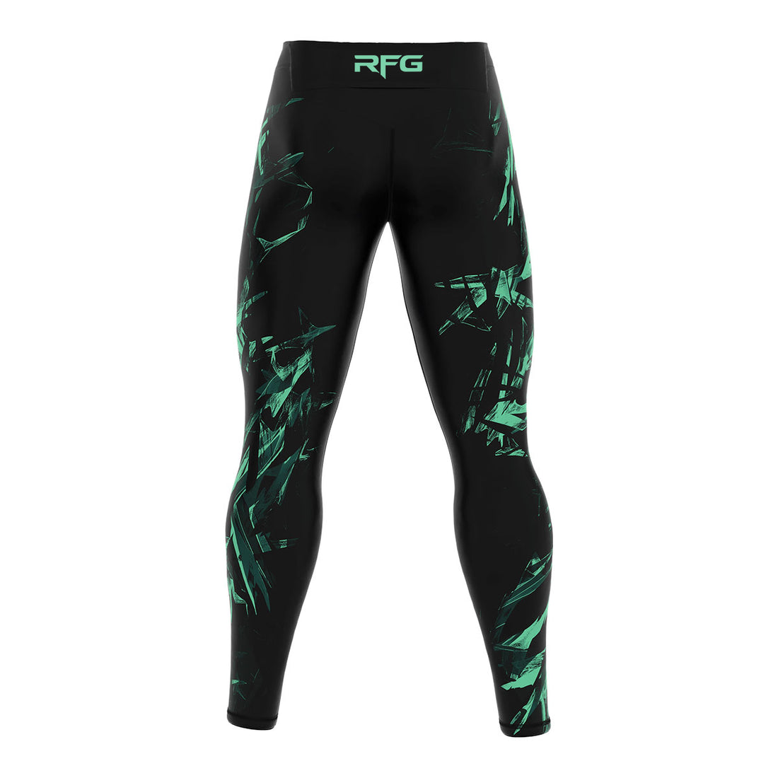 RFG Crystal Shards Spats – Full-Length Compression Tights | Black & Green