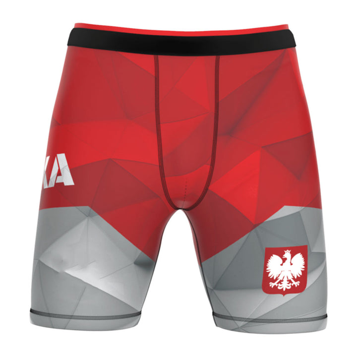 RFG Polska Vale Tudo Shorts – Compression Fight Shorts | Red & Grey