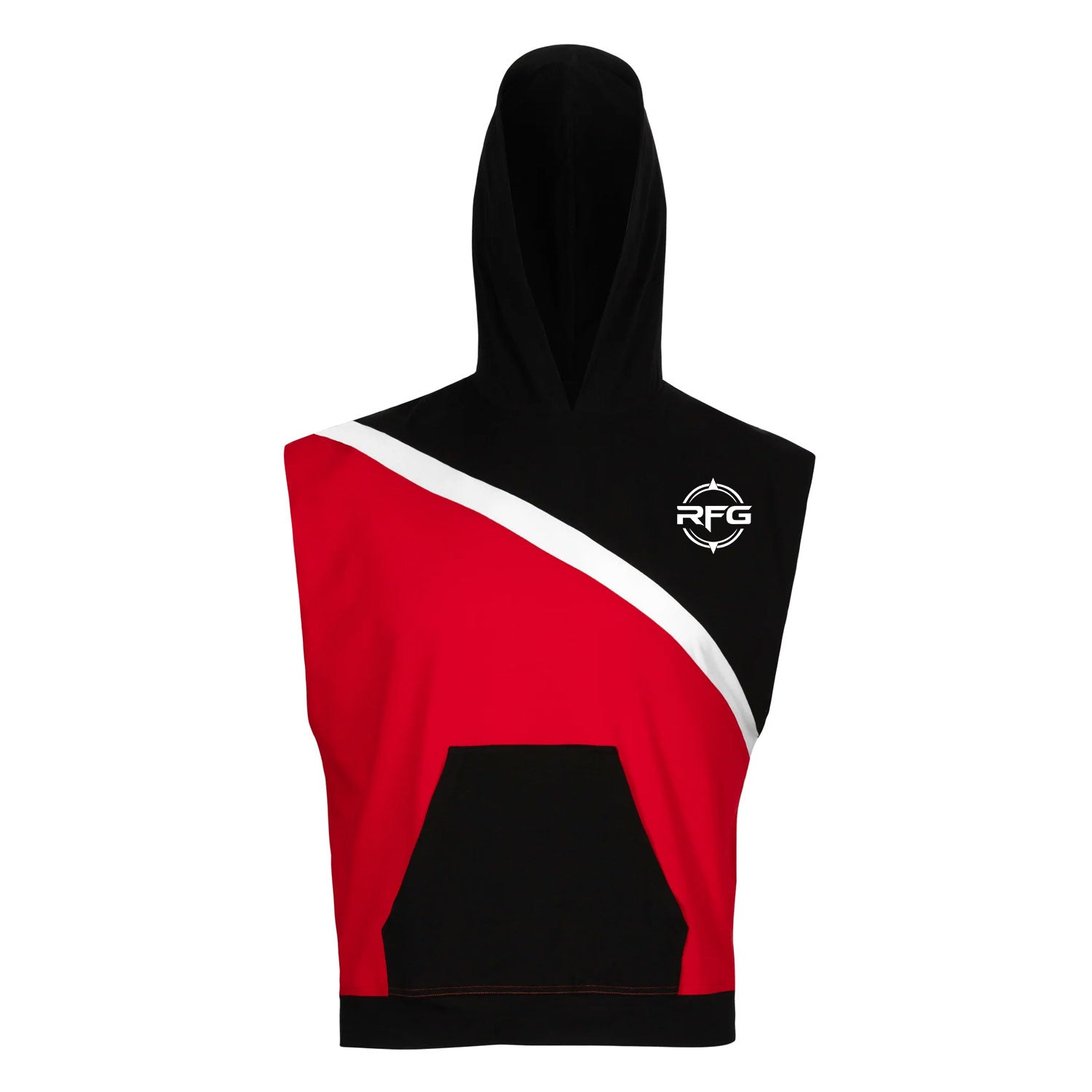 RFG Hooded Sleeveless Training Top – Black & Red