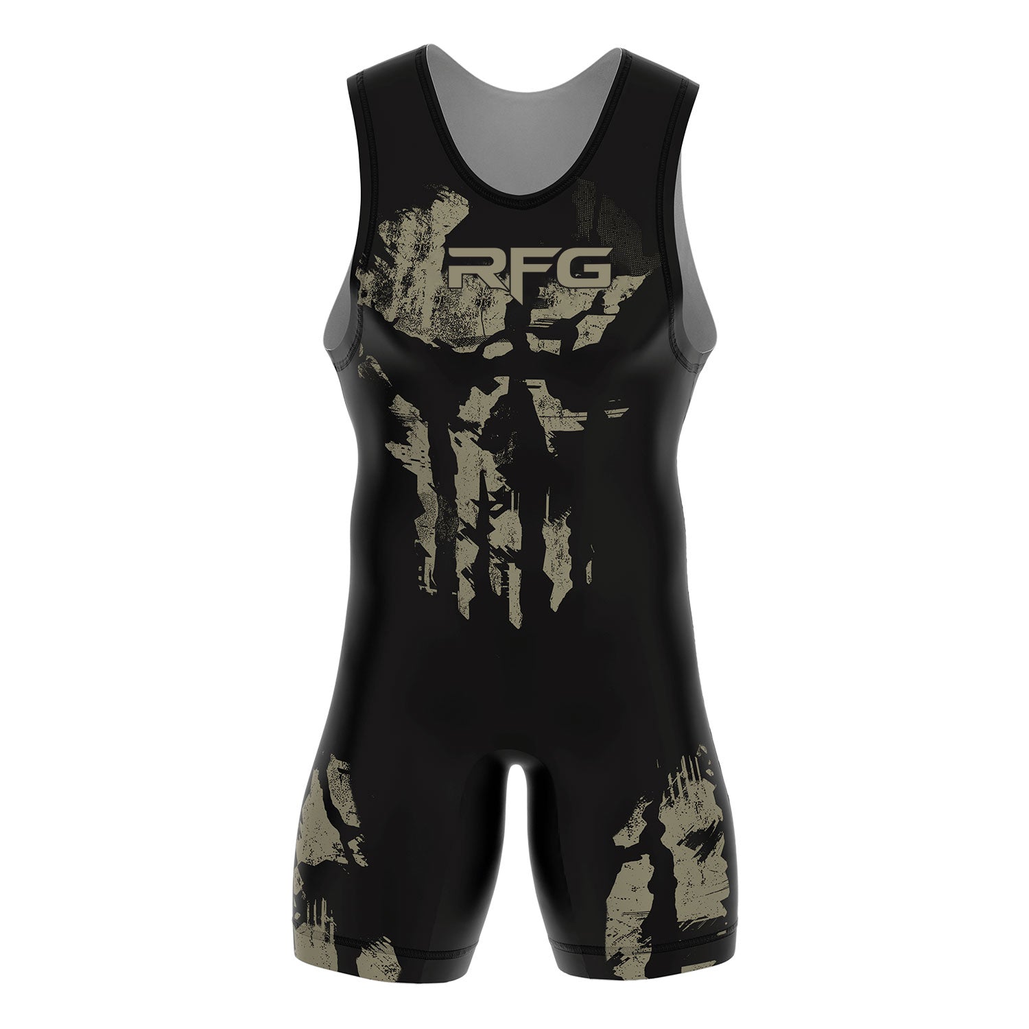 RFG Skull Claw Wrestling Singlet – Black & Olive