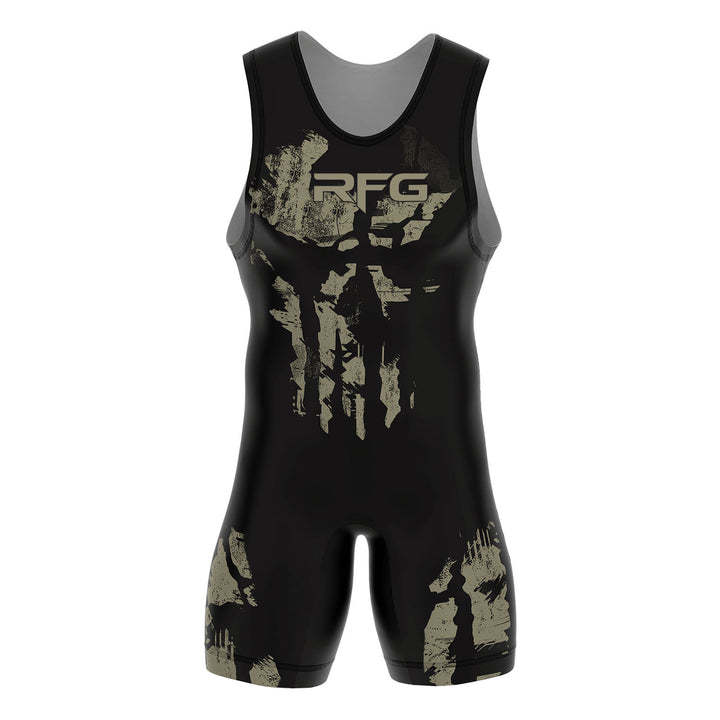 RFG Skull Claw Wrestling Singlet – Black & Olive