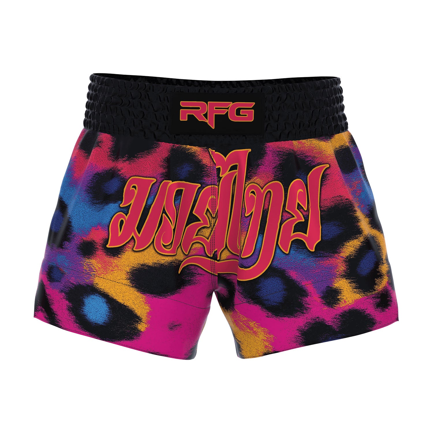 RFG Muay Thai Shorts – Neon Leopard