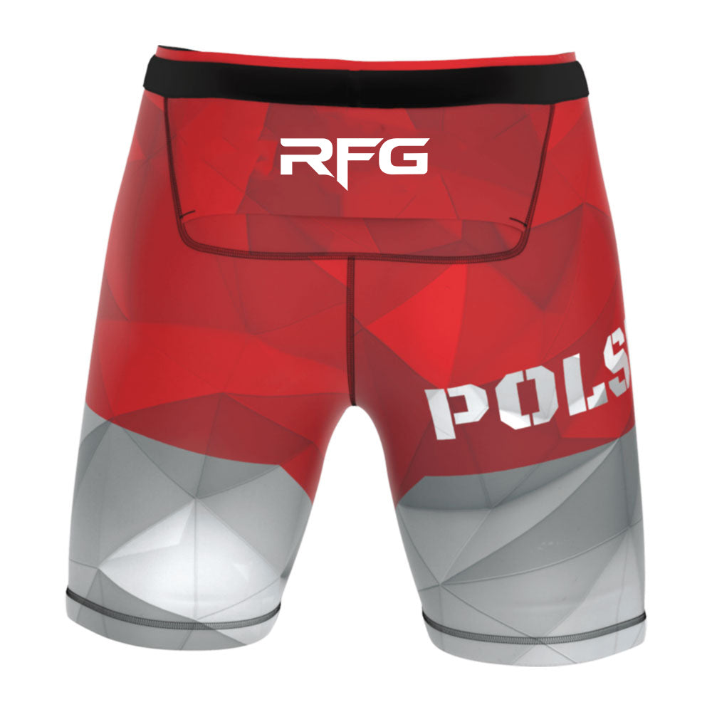 RFG Polska Vale Tudo Shorts – Compression Fight Shorts | Red & Grey