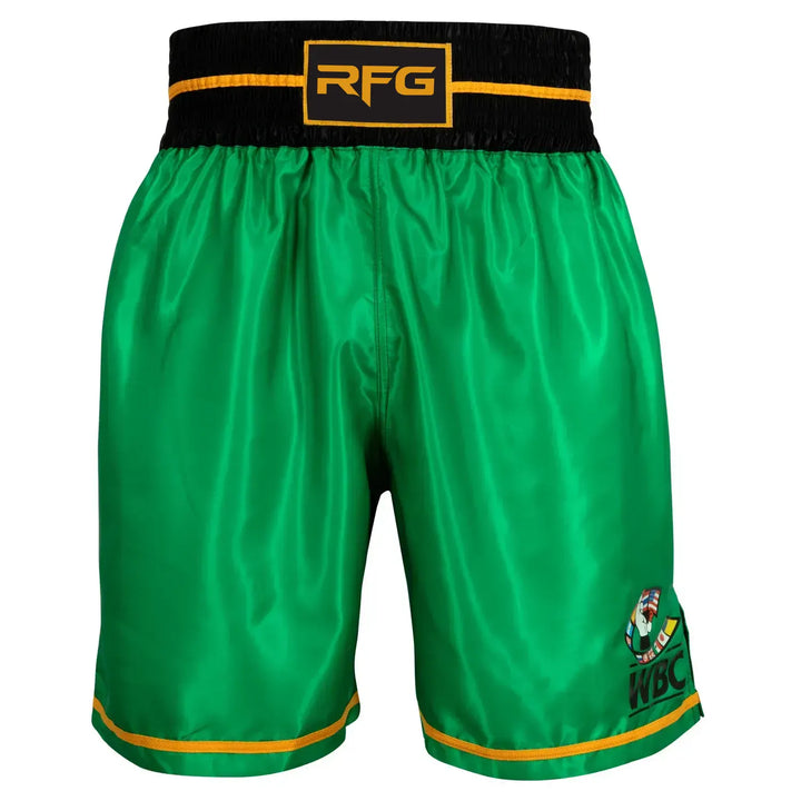 RFG WBC Boxing Shorts – Green & Black