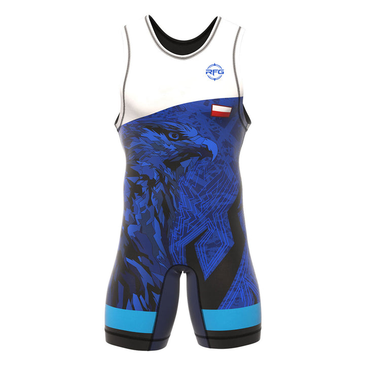 RFG Poland Eagle Wrestling Singlet – White & Blue